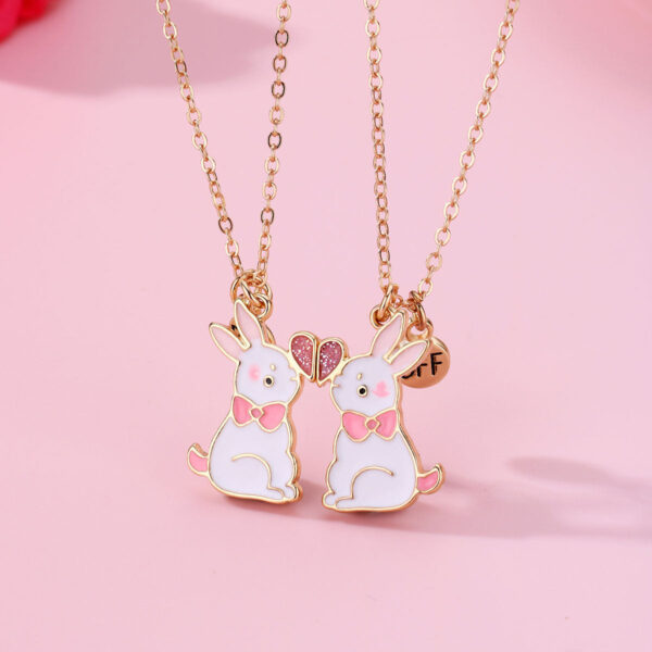 O1CN011y2WHE1RorvRLRYmi__2204819392159-0-cib Wholesale Easter BFF Good Friend Alloy Dripping Oil Cute Rabbit Magnetic Pendant Necklace