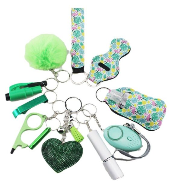 Wholesale Rhinestone Love Lipstick Set Bottle Opener Hair Ball Whistle Keychain Set