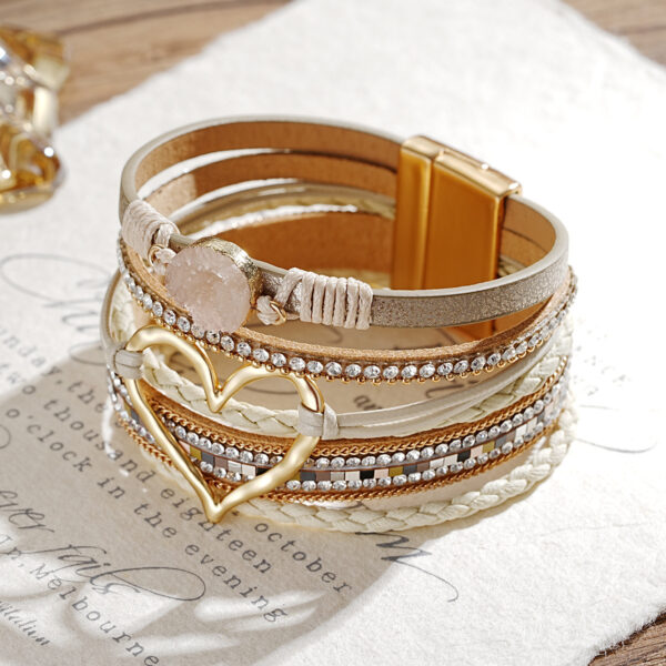 Wholesale Heart-shaped Six Layer Women's Leather Bracelet