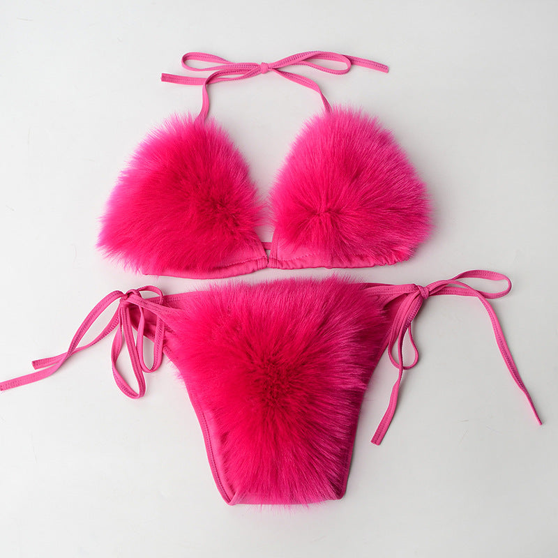 Wholesale Solid Color Bikini Plush Swimwear