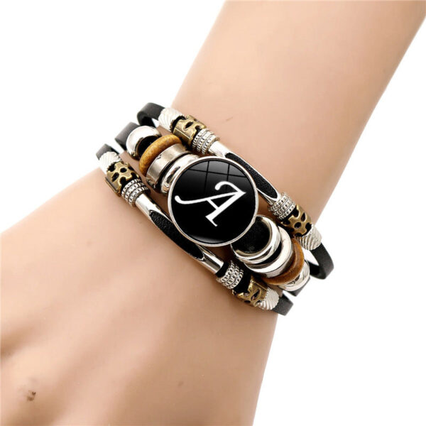 O1CN01214Fs71hduG8fOqDT__2201226834301-0-cib Wholesale 26 English Alphabet Time Gem Leather Multilayer Beaded Bracelet