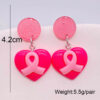 Wholesale Bow Pink Ribbon Women's Health Conscious Acrylic Earrings