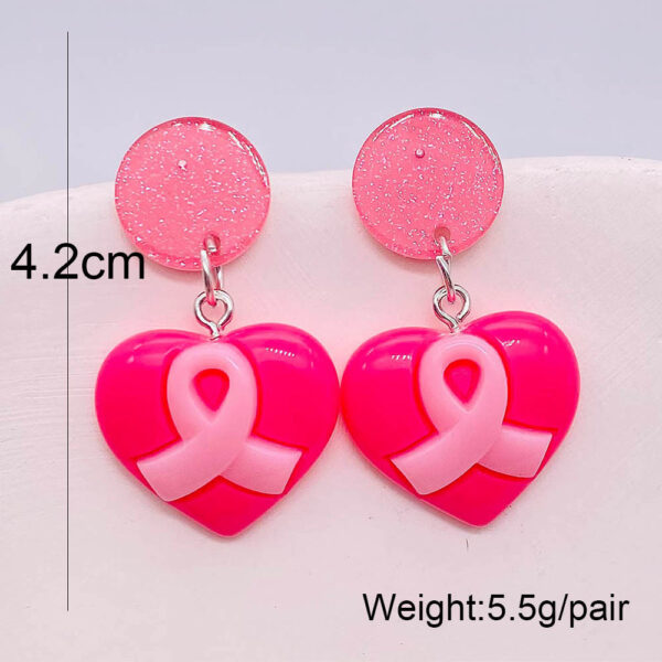 Wholesale Bow Pink Ribbon Women's Health Conscious Acrylic Earrings