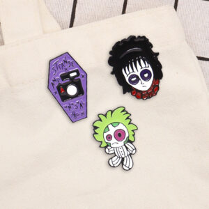 Wholesale Metal Punk Witch Green Hair Magician Brooch