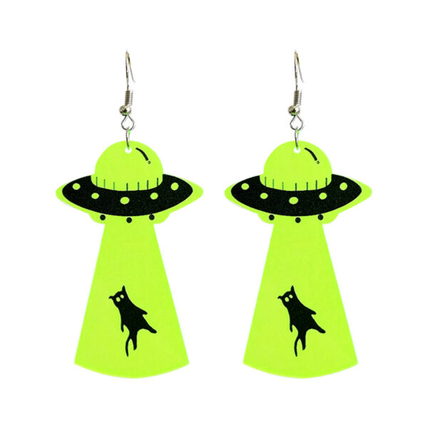 Wholesale Halloween Skeleton Alien UFO Fluorescent Acrylic Earrings