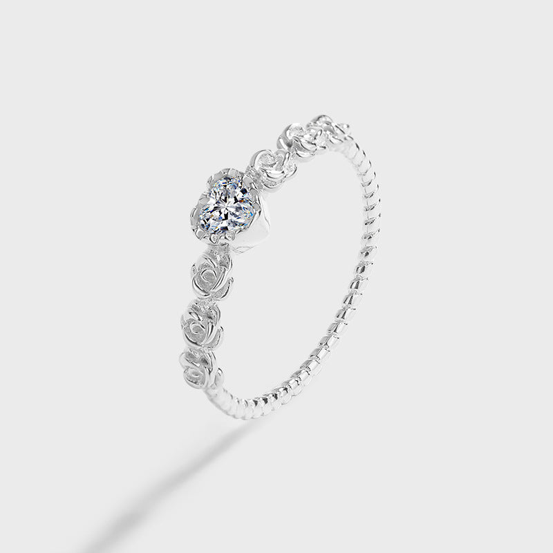 Wholesale Rose Surrounded Heart Sterling Sier Ring