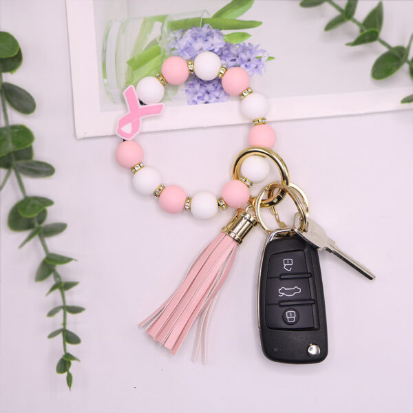 O1CN0126Afxb1eDqyhR6WcS_2216524353838-0-cib Wholesale Vermicelli Strap Flamingo Silicone Beaded Wrist Keychain
