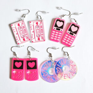 Wholesale Valentine's Day Love Game Console Tape Record Mobile Phone Acrylic Earrings
