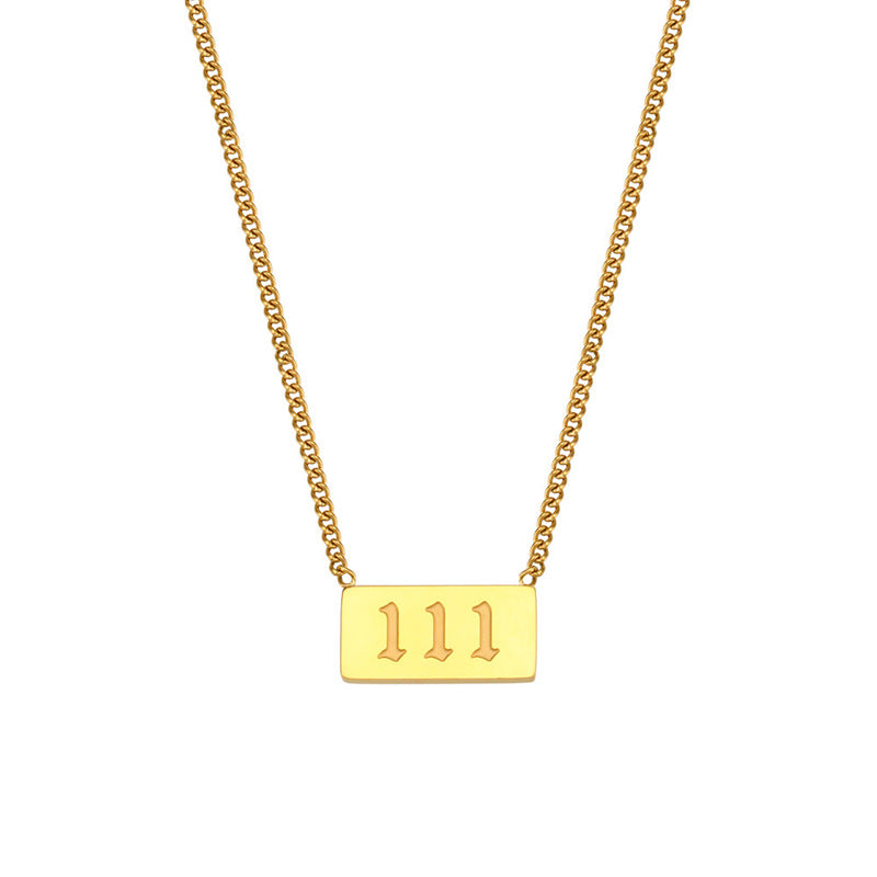 Wholesale Titanium Steel Creative 1 To 9 Golden Angel Number Necklace