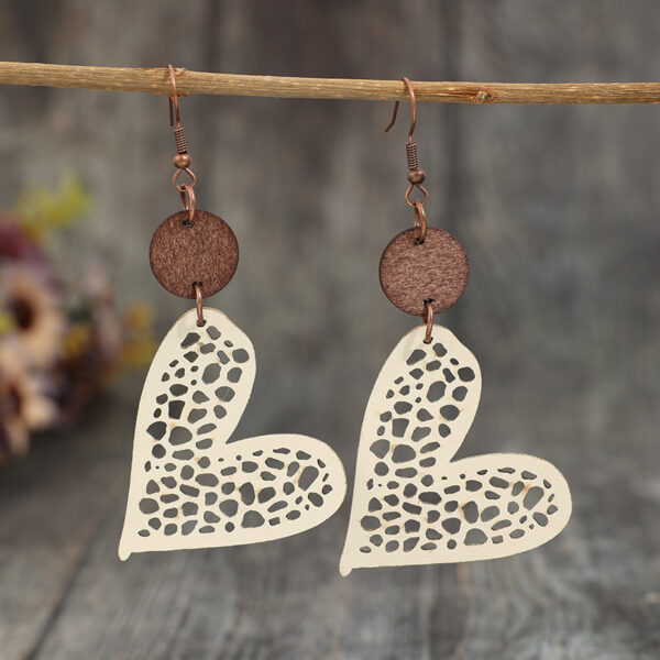 Wholesale Valentine's Day Retro Style Mesh Love Leather Earrings