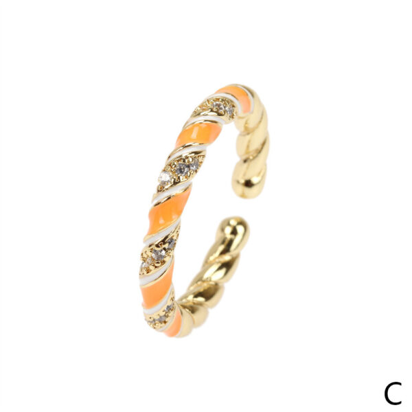 Wholesale Copper Gold Plated Micro Zircon Fried Dough Twists Open Ring
