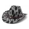 Wholesale Vintage Rolled Brim Woolen Cow Patterned Top Hats