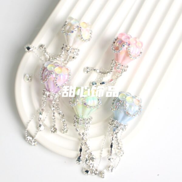 Wholesale Cat Eye Love Crown Beads Full of Diamond Hot Air Balloon Tassels Acrylic Beads