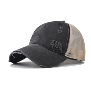 hole washed net cap black / Adjustable