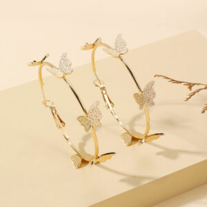 Wholesale Alloy Frosted Butterfly Large Earrings