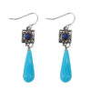 Wholesale Fashionable Ethnic Style Two-color Turquoise Inlaid Elegant High-end Long Drop Pendant Earrings
