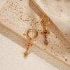 Wholesale Cross Real Gold Plating Inlaid Colored Zircon Love Earrings