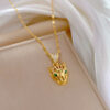 Wholesale Titanium Steel Wire Hollow Leopard Head Collarbone Necklace