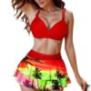 Wholesale Split High Waist Ruffle Print Swimwear