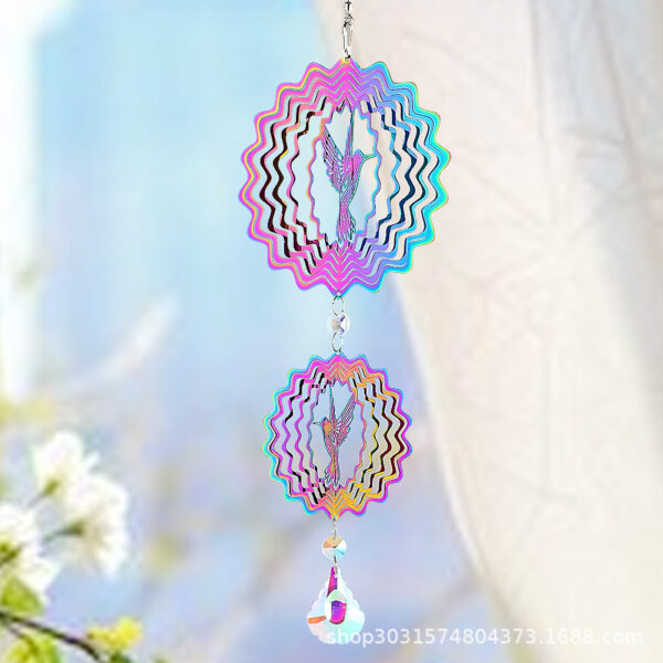 Wholesale 3D Colored Hummingbird Stainless Steel Rotating Wind Chimes