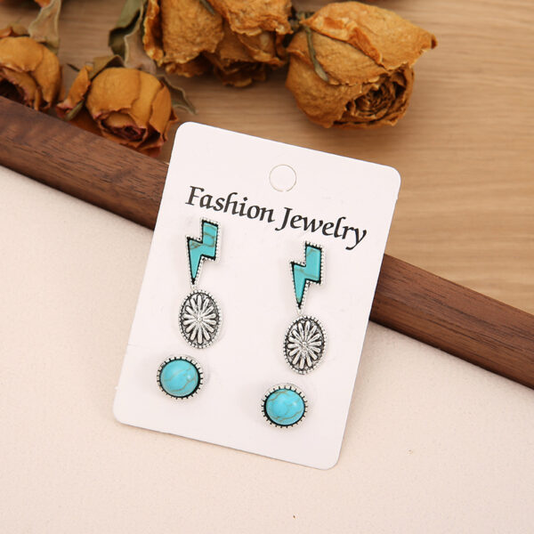 Wholesale Bohemian Turquoise Alloy Earrings Three-Piece Set
