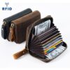 Wholesale Crazy Horse Leather RFID Anti-Magnetic Large Capacity Accordion Coin Wallet