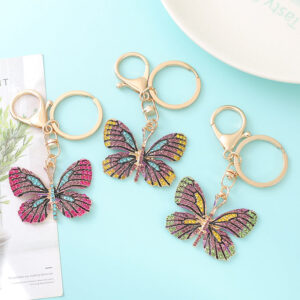 Wholesale Butterfly Diamond Inlaid Alloy Keychains