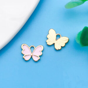 1 13x10.5mm oil dripping pink butterfly-11864-0.6g