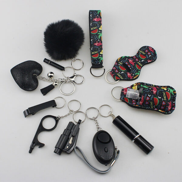 Wholesale Rhinestone Love Lipstick Set Bottle Opener Hair Ball Whistle Keychain Set