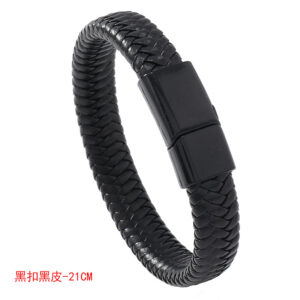 Black buckle black leather -21CM