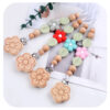 Wholesale Baby Products Flower Soothing Silicone Flower Silicone Beads Pacifier Chain