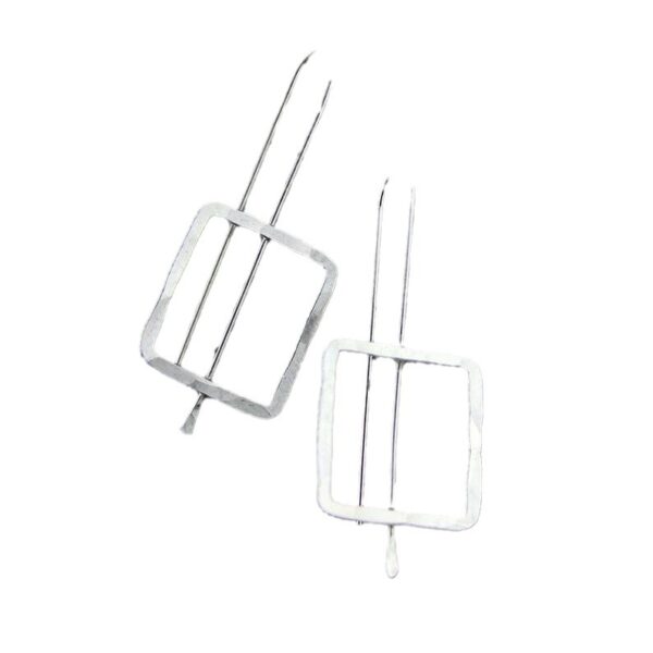 Wholesale Square Threaded Two Tone Alloy Earrings