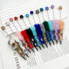 Wholesale Beadable Pen Plastic Creative Plush Ball Leopard Print Full Diamond DIY