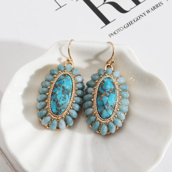 Wholesale Pearl Inlaid Fashion Abalone Oval Earrings
