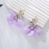 Wholesale Mesh Flower Alloy Diamond Long Tassel Earrings