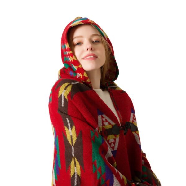 Wholesale Bohemian Ethnic Style Cow Horn Buckle Hat Polyester Cape Shawl