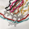 Wholesale Irregular Western Cowboy Style Natural Stone Turquoise Cross Necklace
