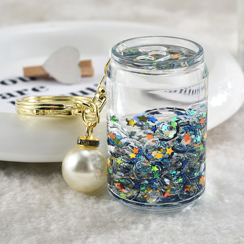 Wholesale Acrylic Quicksand Floating Bottle Cans Creative Key Chain