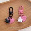 Wholesale Little Ghost Heart Pink Black Keychain