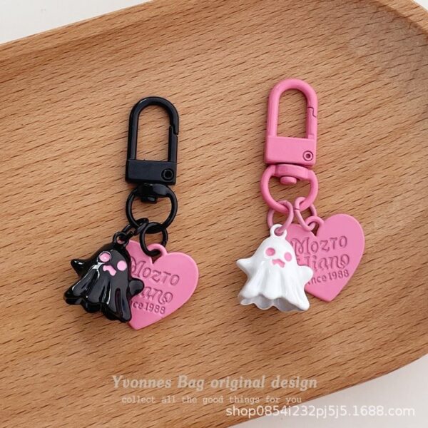 Wholesale Little Ghost Heart Pink Black Keychain
