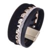 Wholesale Diamond Studded Leather Magnet Alloy Bracelet