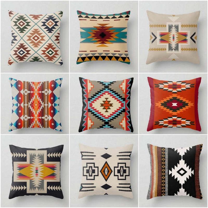 Wholesale Aztec Printed Ethnic Style Linen Pillowcases