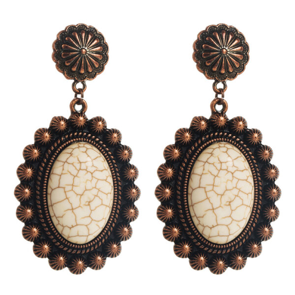 Wholesale Turquoise Alloy Vintage Geometric Bohemian Style Vintage Earrings Female