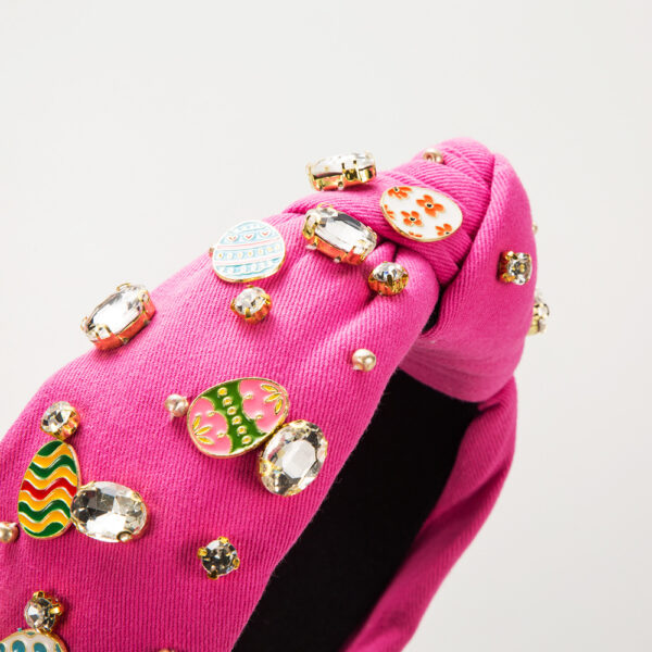 Wholesale Easter Hand-sewn Alloy Dripping Oil Colored Egg Inlaid Diamond Headband