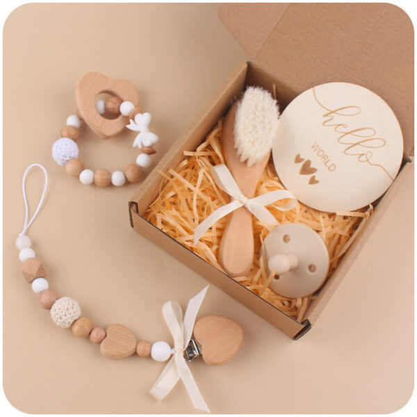 Wholesale Baby Beech Teether Handmade Bow Pacifier Chain Soothing Five-piece Set