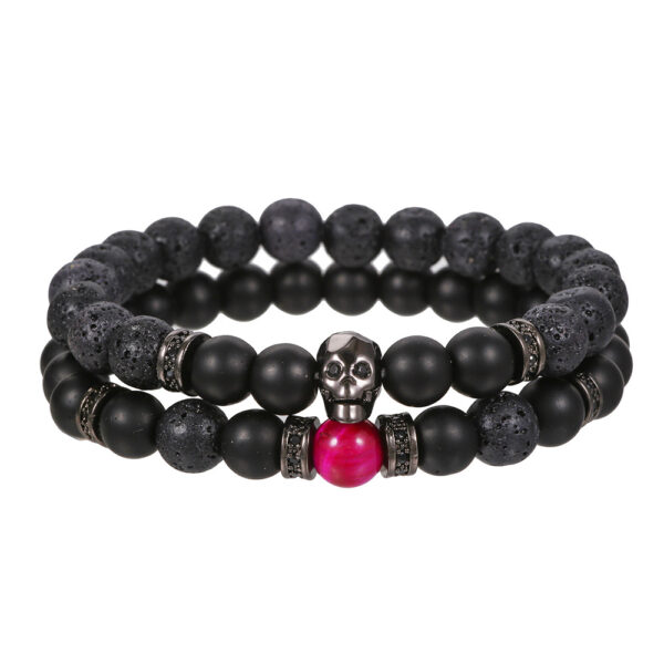 O1CN012dXb5W1IWhhBjnIaI_3494910901-0-cib Wholesale Zircon Skull Volcanic Stone Beads Men's Bracelet