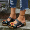 Wholesale Ethnic Style Flower Handmade Thick Sole Retro Sandals