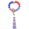 Wholesale Independence Day Wooden Beads Wrist Keychain