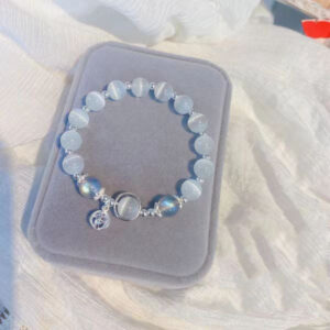 Cat's Eye Lime Moonlight Drop Ball Bracelet