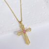 Wholesale Brass Gold Plated Cross Pendant Zircon Cast Titanium Steel Chain Necklaces